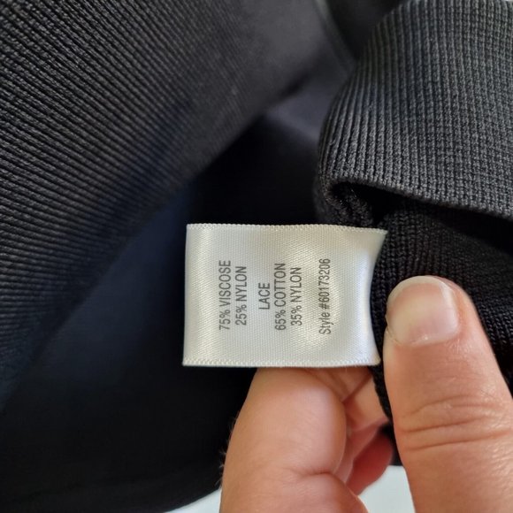 Witchery Black & Beige Lace Contrast Bodycon Dress Size 14 - Picture 8 of 8